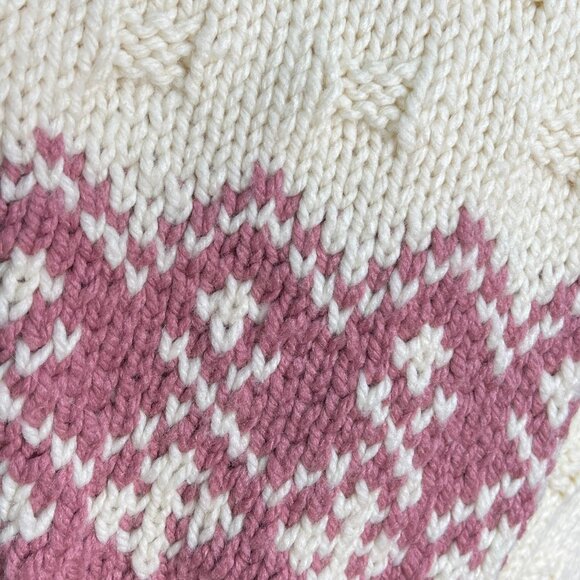 Vintage Hand Knit Fair Isle Oversized Sweater Slouchy Loose Fisherman 80s 90s - Picture 7 of 9